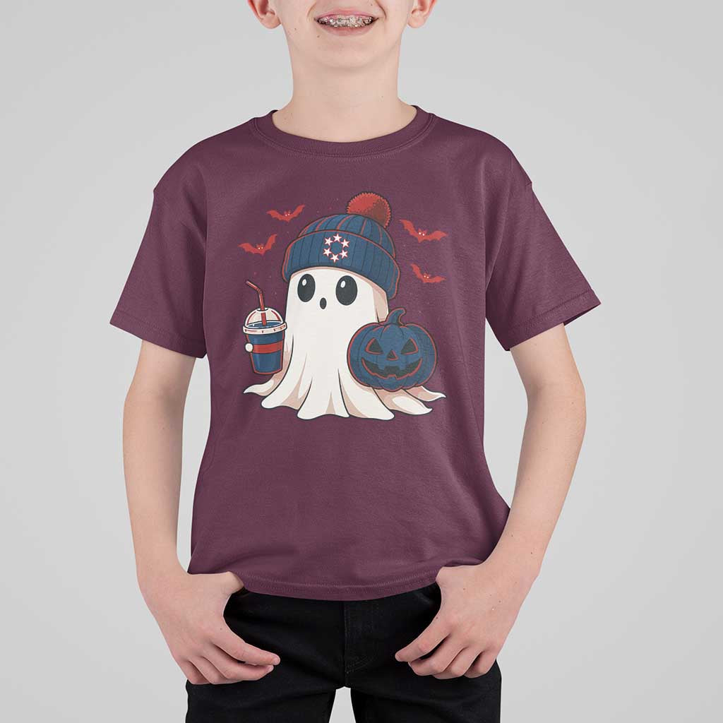 Ghost Halloween T Shirt For Kid Retro Patriots Halloween Costume - Wonder Print Shop