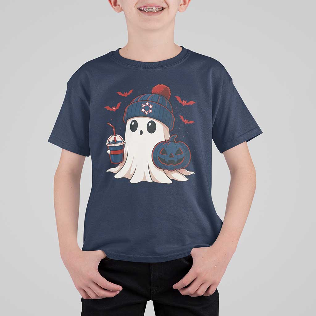 Ghost Halloween T Shirt For Kid Retro Patriots Halloween Costume - Wonder Print Shop