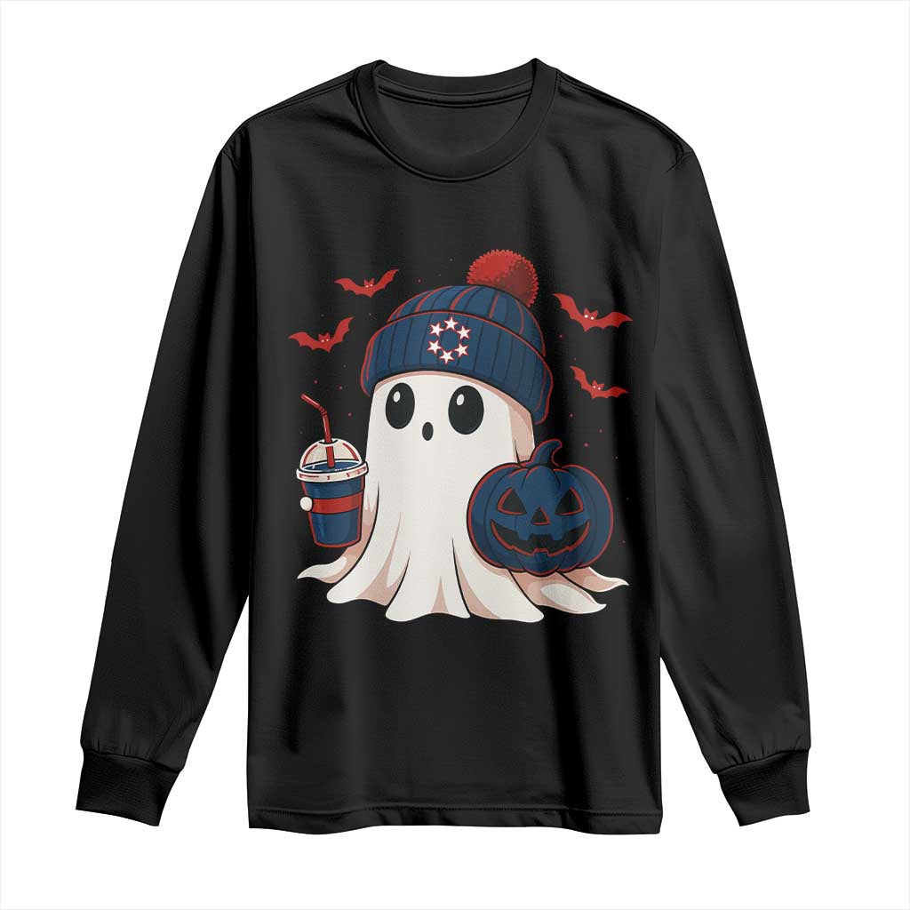 Ghost Halloween Long Sleeve Shirt Retro Patriots Halloween Costume - Wonder Print Shop