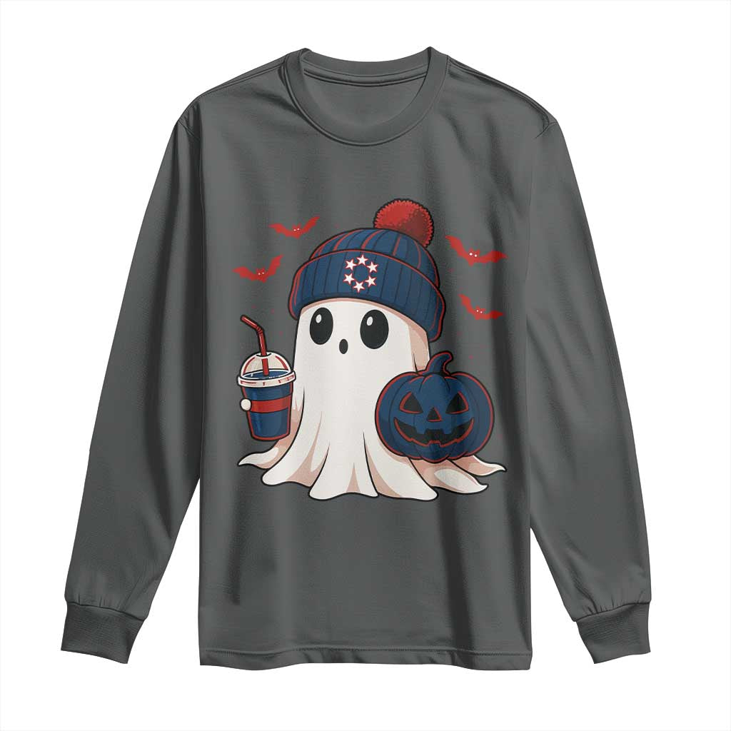 Ghost Halloween Long Sleeve Shirt Retro Patriots Halloween Costume - Wonder Print Shop