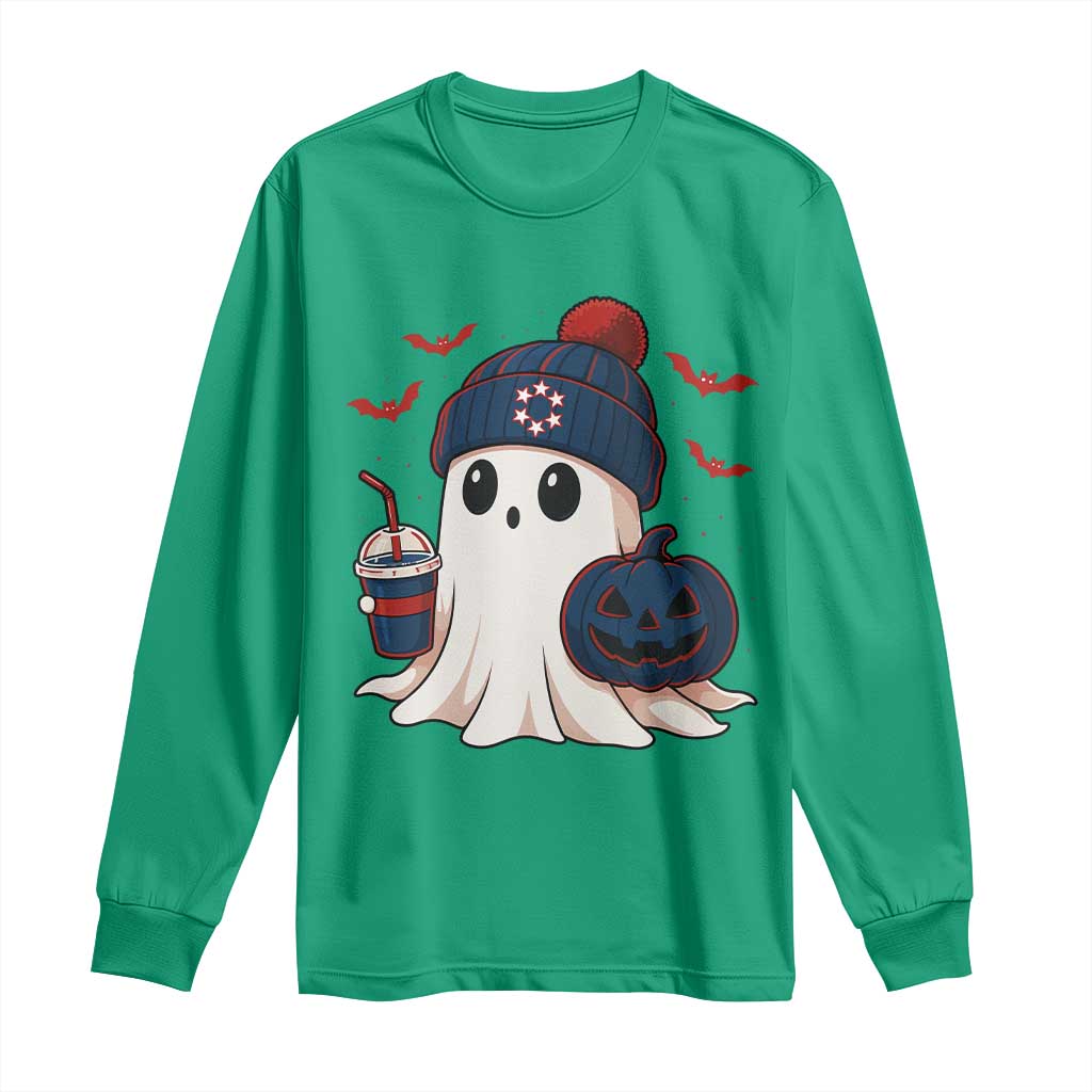 Ghost Halloween Long Sleeve Shirt Retro Patriots Halloween Costume - Wonder Print Shop