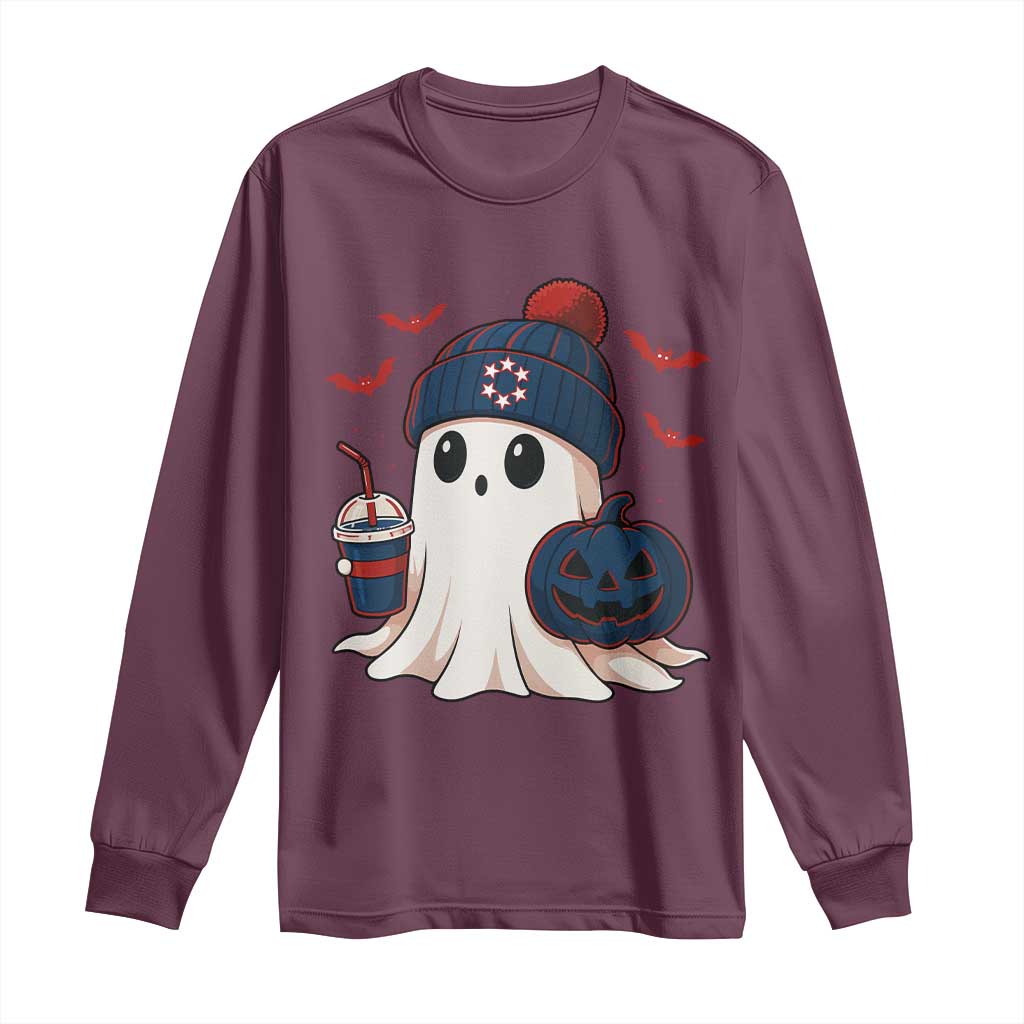 Ghost Halloween Long Sleeve Shirt Retro Patriots Halloween Costume - Wonder Print Shop