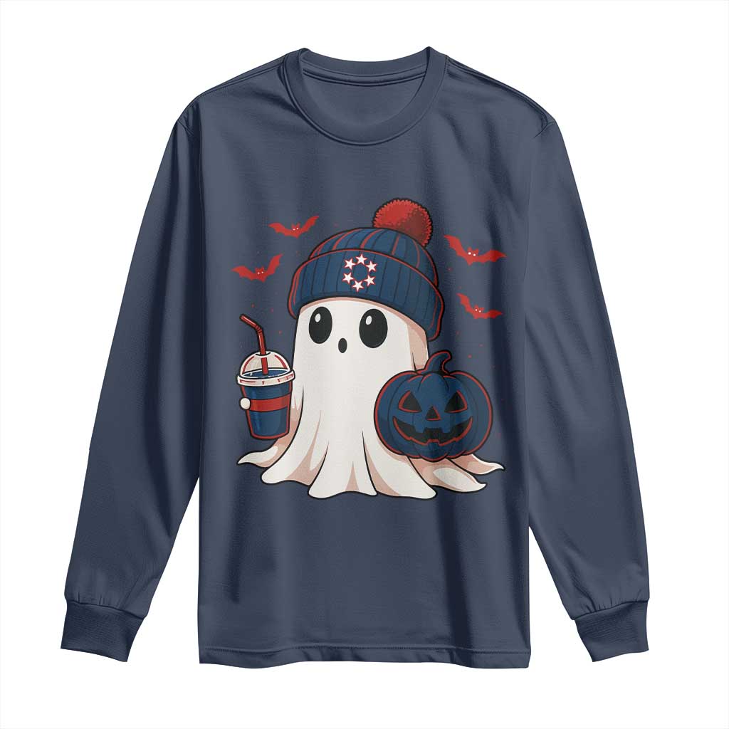 Ghost Halloween Long Sleeve Shirt Retro Patriots Halloween Costume - Wonder Print Shop