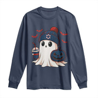 Ghost Halloween Long Sleeve Shirt Retro Patriots Halloween Costume - Wonder Print Shop
