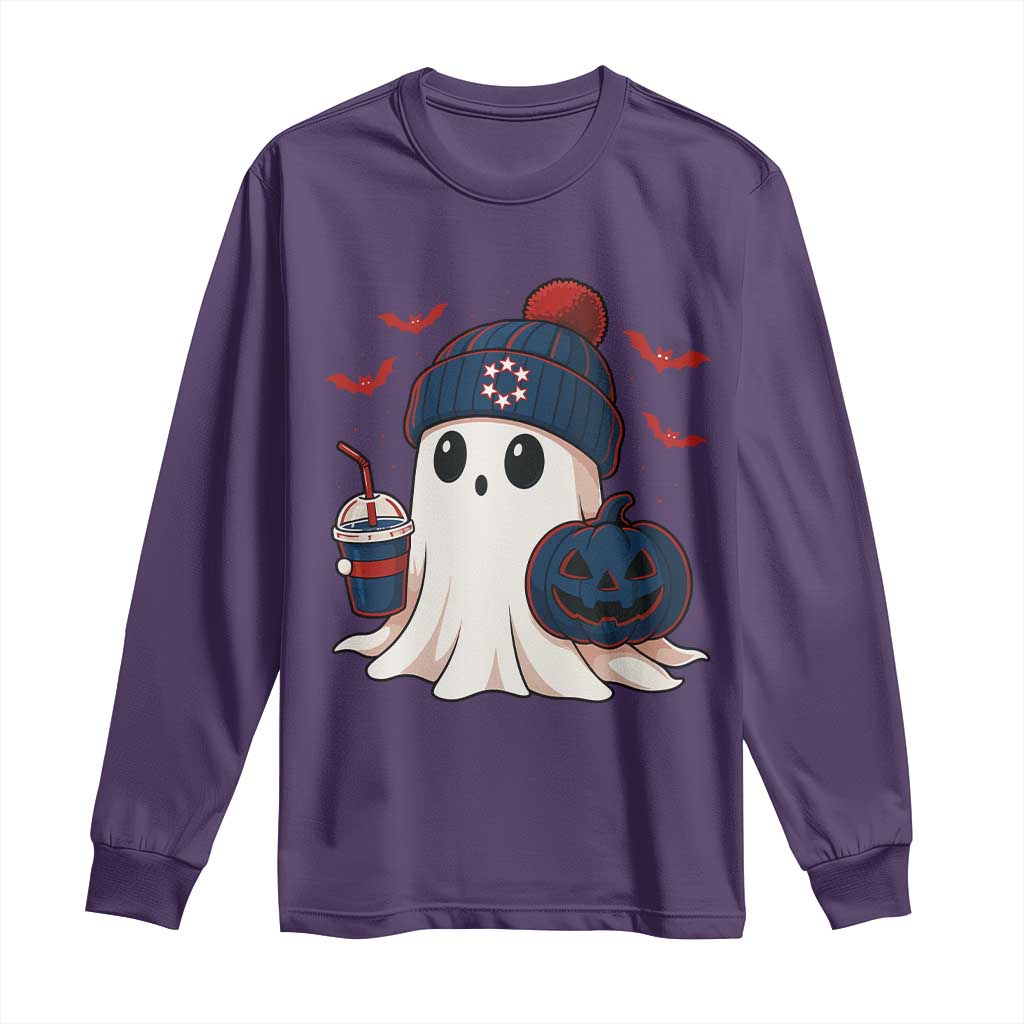 Ghost Halloween Long Sleeve Shirt Retro Patriots Halloween Costume - Wonder Print Shop