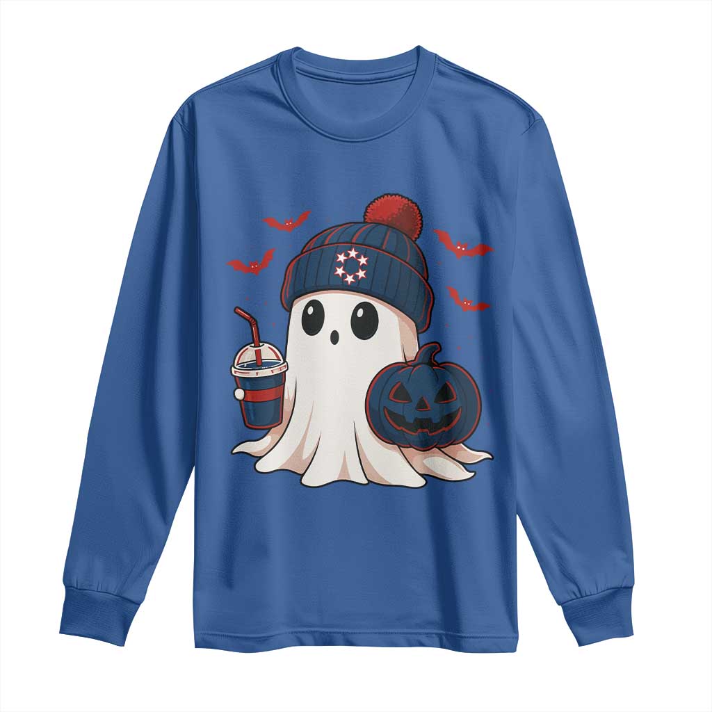 Ghost Halloween Long Sleeve Shirt Retro Patriots Halloween Costume - Wonder Print Shop