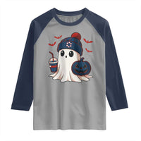 Ghost Halloween Raglan Shirt Retro Patriots Halloween Costume - Wonder Print Shop