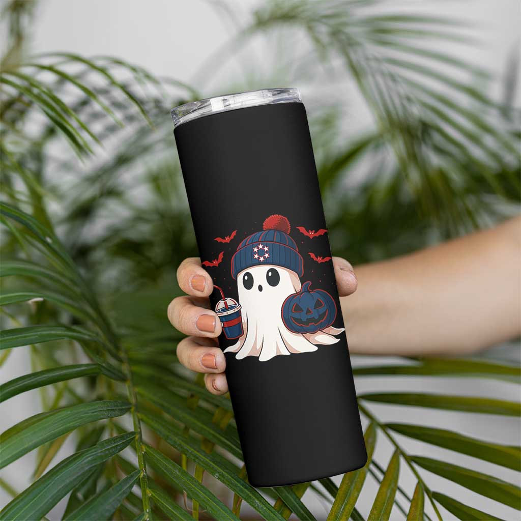 Ghost Halloween Skinny Tumbler Retro Patriots Halloween Costume - Wonder Print Shop