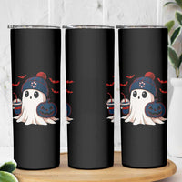 Ghost Halloween Skinny Tumbler Retro Patriots Halloween Costume - Wonder Print Shop