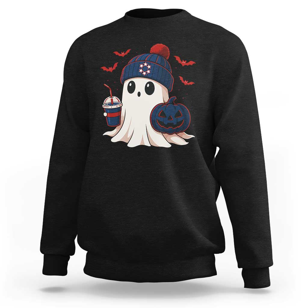Ghost Halloween Sweatshirt Retro Patriots Halloween Costume - Wonder Print Shop