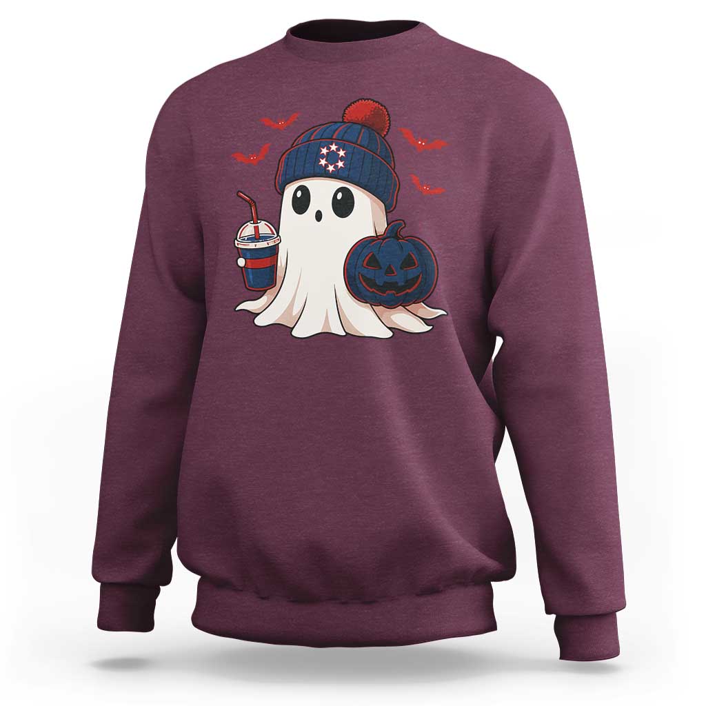 Ghost Halloween Sweatshirt Retro Patriots Halloween Costume - Wonder Print Shop