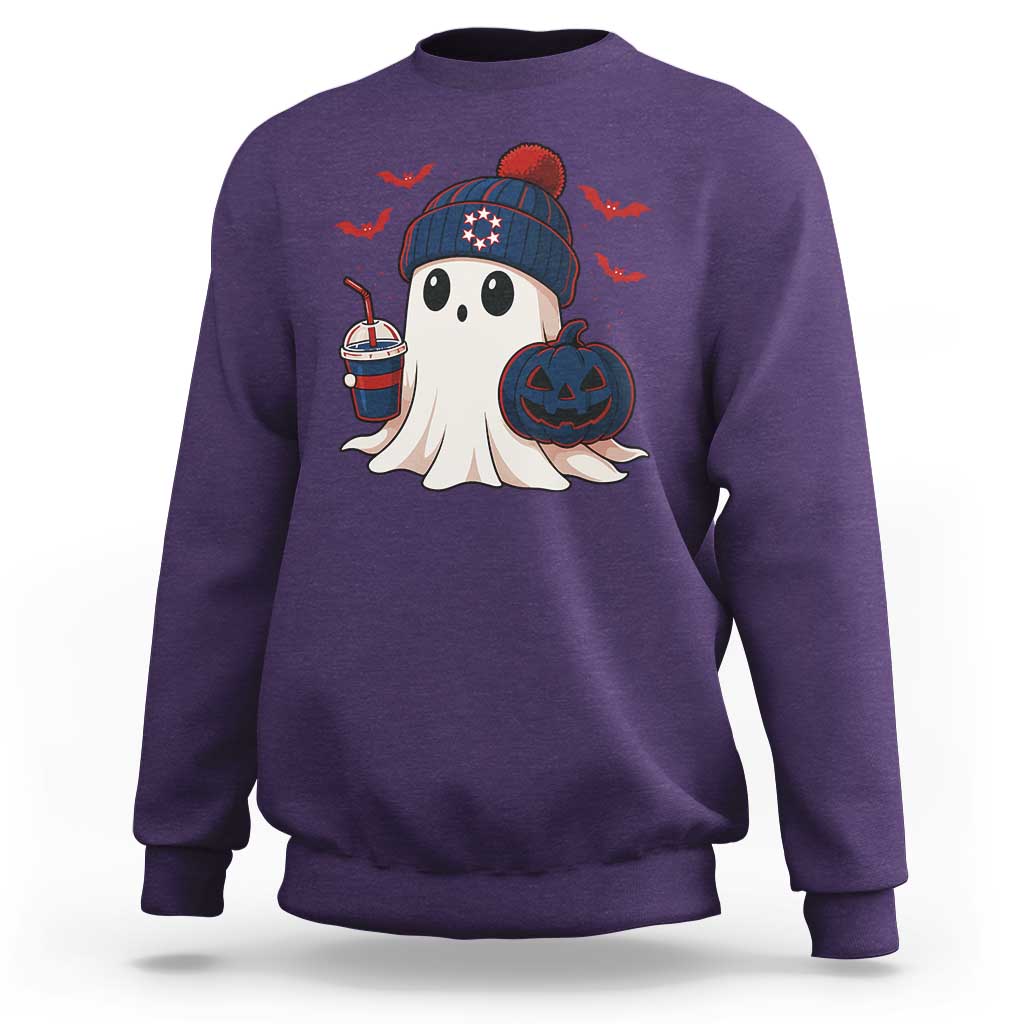 Ghost Halloween Sweatshirt Retro Patriots Halloween Costume - Wonder Print Shop