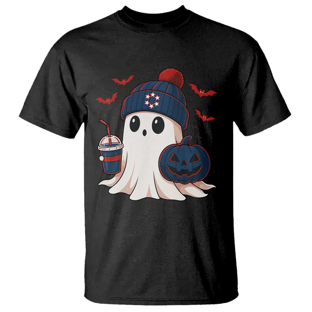 Ghost Halloween T Shirt Retro Patriots Halloween Costume - Wonder Print Shop