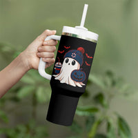 Ghost Halloween Tumbler With Handle Retro Patriots Halloween Costume - Wonder Print Shop