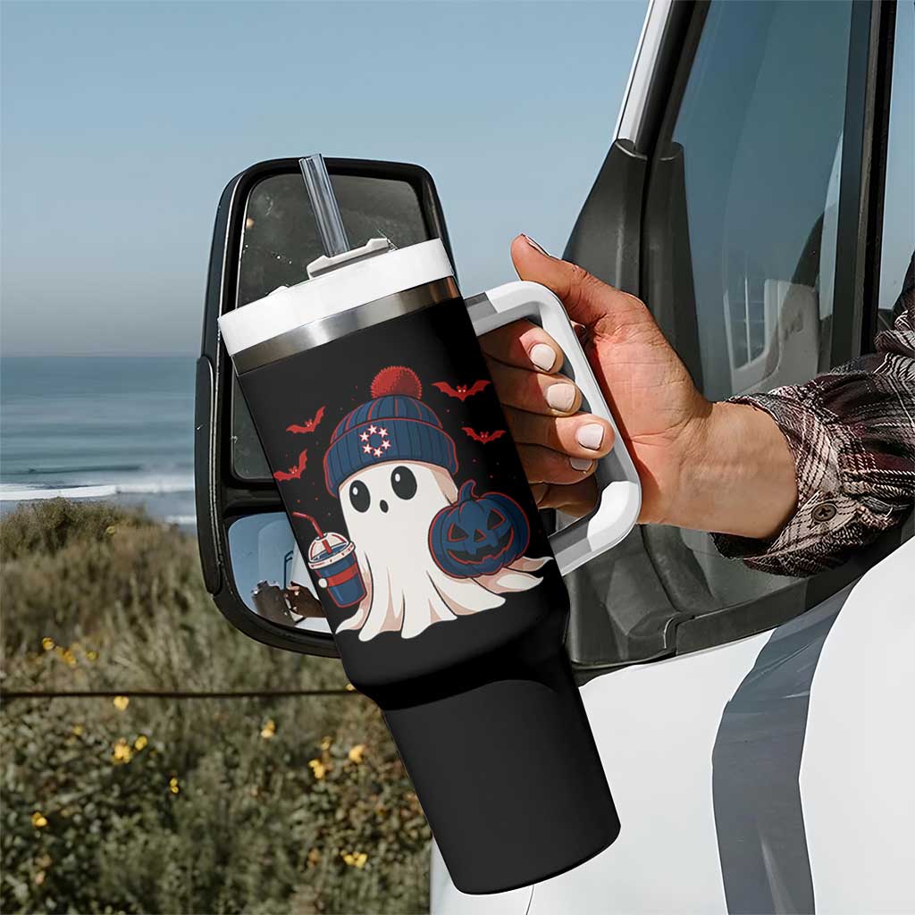 Ghost Halloween Tumbler With Handle Retro Patriots Halloween Costume - Wonder Print Shop