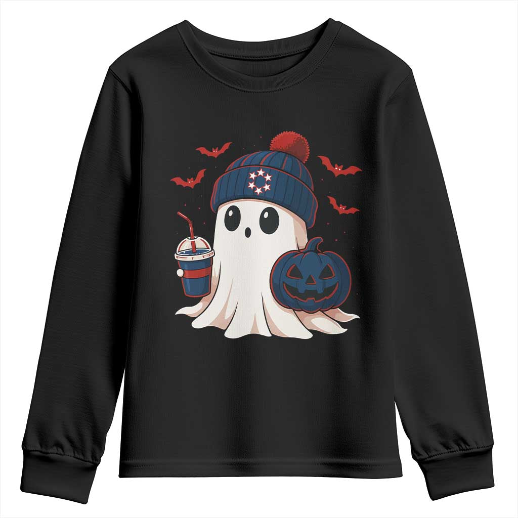 Ghost Halloween Youth Sweatshirt Retro Patriots Halloween Costume - Wonder Print Shop
