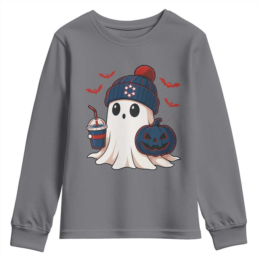 Ghost Halloween Youth Sweatshirt Retro Patriots Halloween Costume - Wonder Print Shop