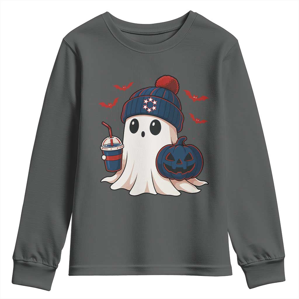 Ghost Halloween Youth Sweatshirt Retro Patriots Halloween Costume - Wonder Print Shop