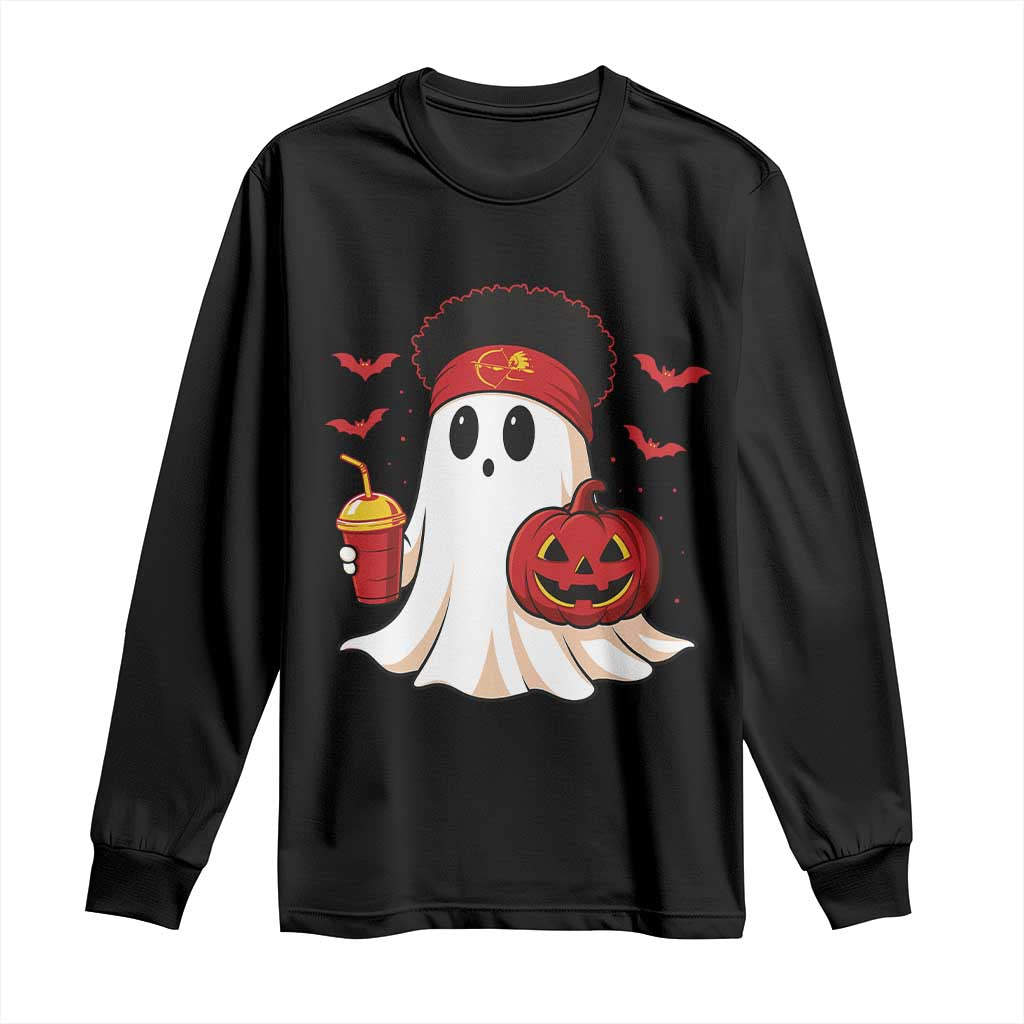 Halloween Chiefs Ghost Long Sleeve Shirt Pumpkin Ghost Costume - Wonder Print Shop