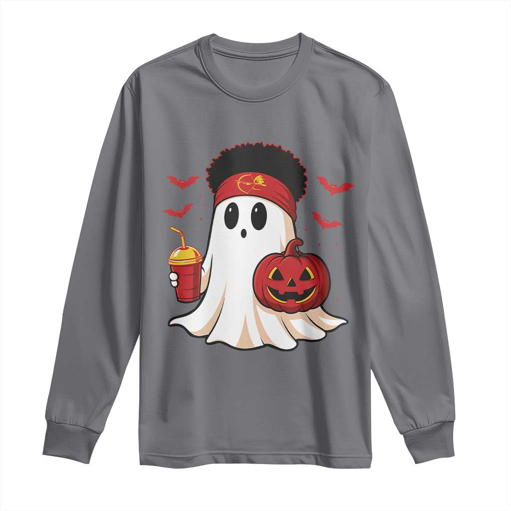 Halloween Chiefs Ghost Long Sleeve Shirt Pumpkin Ghost Costume - Wonder Print Shop