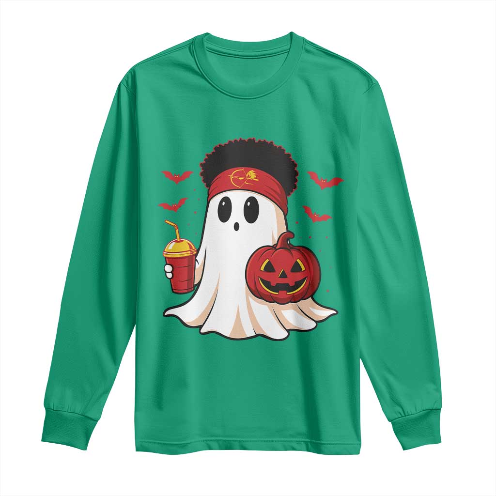 Halloween Chiefs Ghost Long Sleeve Shirt Pumpkin Ghost Costume - Wonder Print Shop