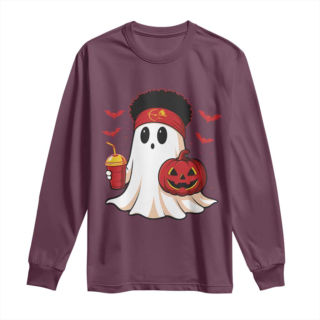 Halloween Chiefs Ghost Long Sleeve Shirt Pumpkin Ghost Costume - Wonder Print Shop