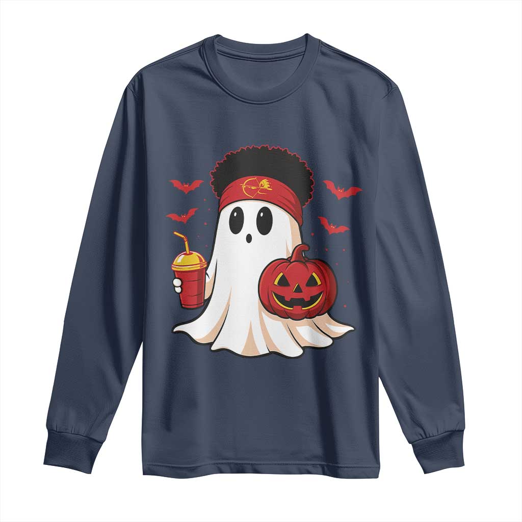 Halloween Chiefs Ghost Long Sleeve Shirt Pumpkin Ghost Costume - Wonder Print Shop