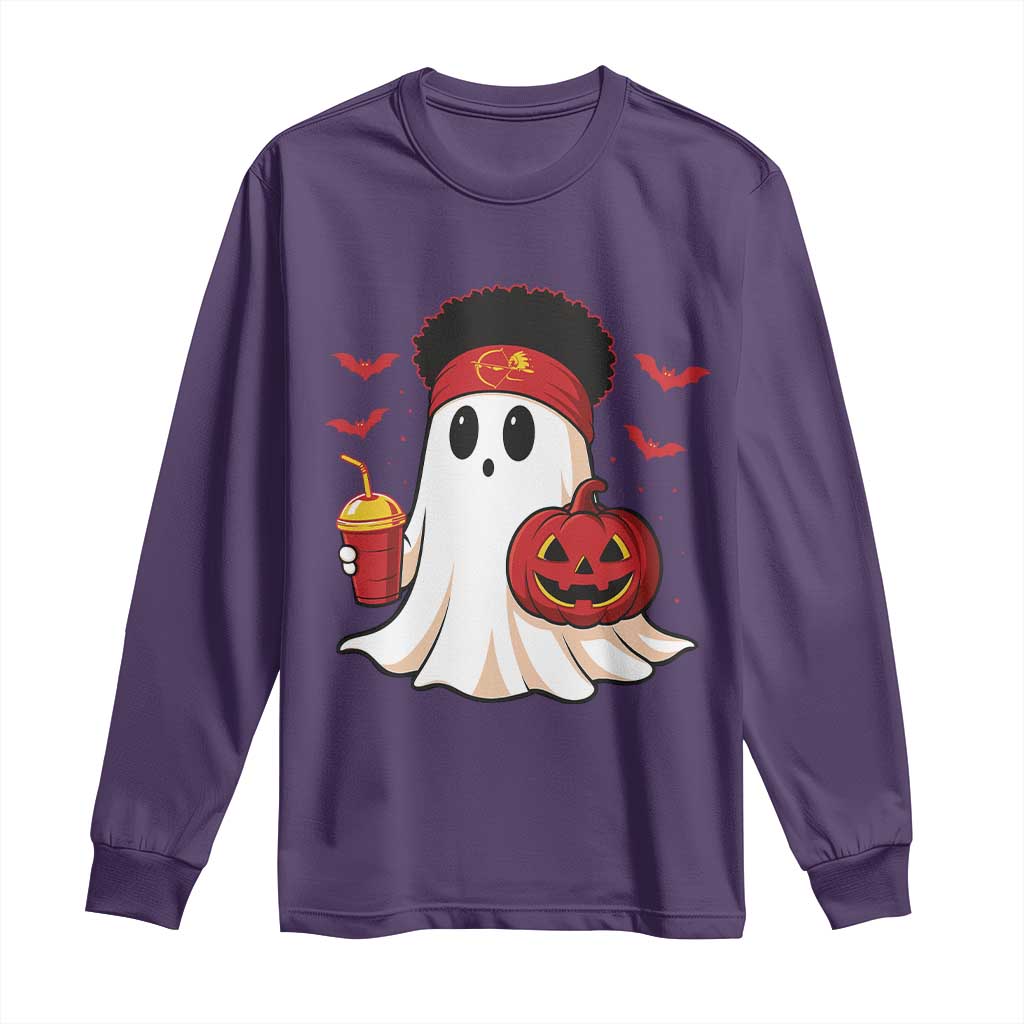 Halloween Chiefs Ghost Long Sleeve Shirt Pumpkin Ghost Costume - Wonder Print Shop