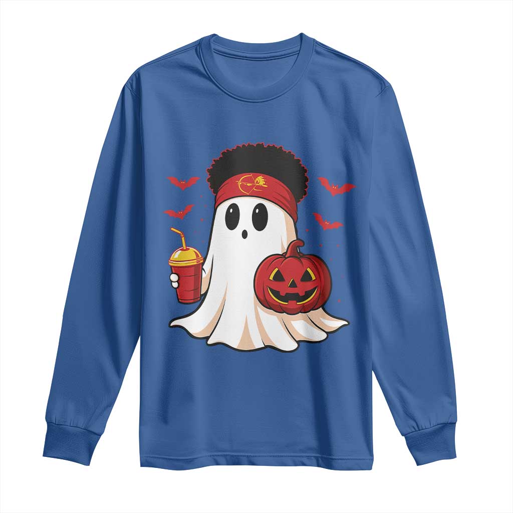 Halloween Chiefs Ghost Long Sleeve Shirt Pumpkin Ghost Costume - Wonder Print Shop