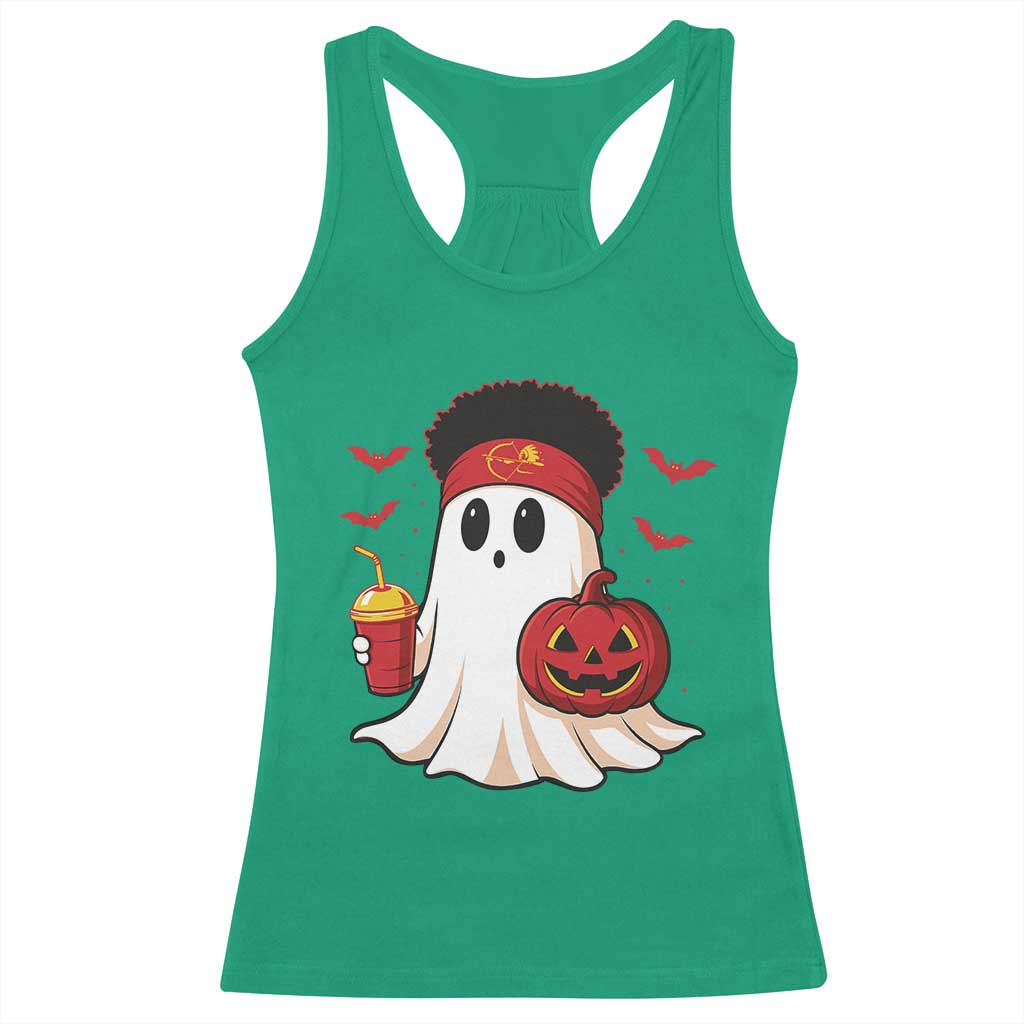 Halloween Chiefs Ghost Racerback Tank Top Pumpkin Ghost Costume - Wonder Print Shop