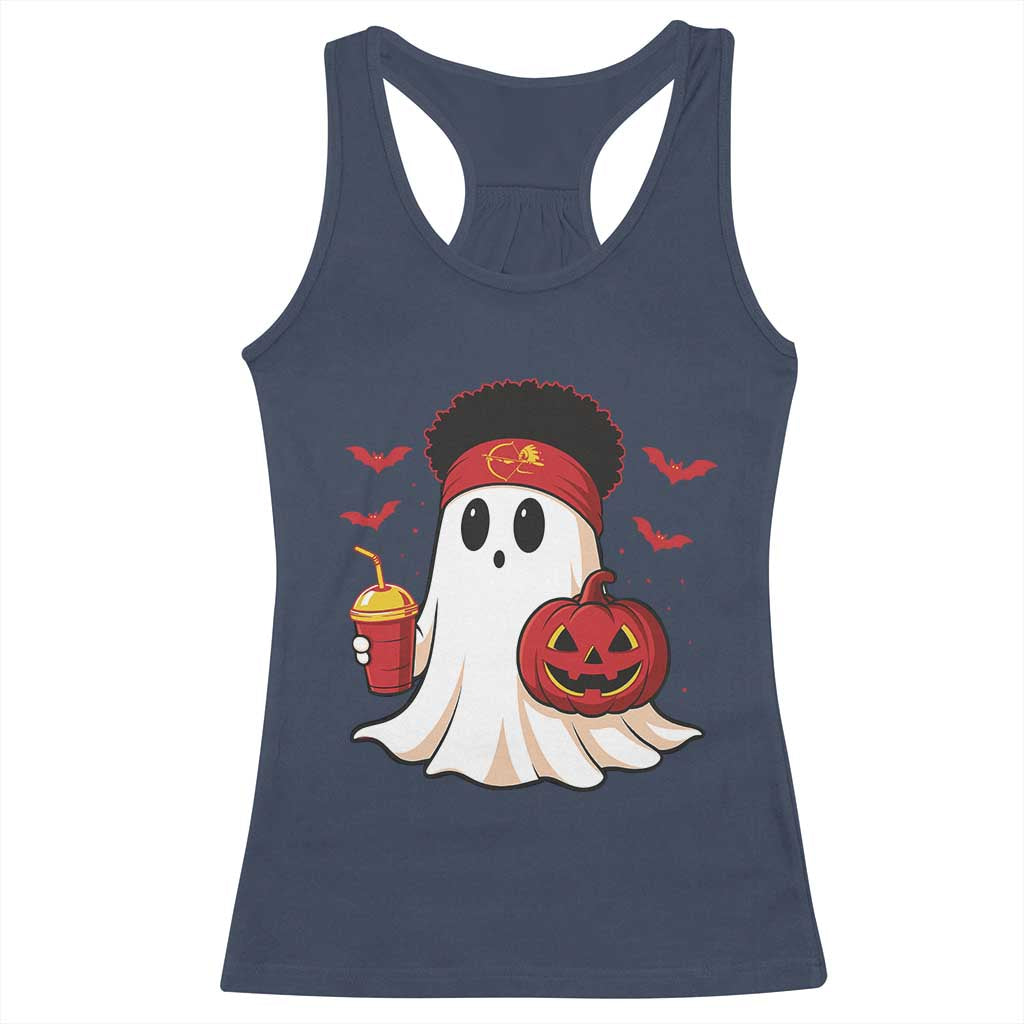 Halloween Chiefs Ghost Racerback Tank Top Pumpkin Ghost Costume - Wonder Print Shop
