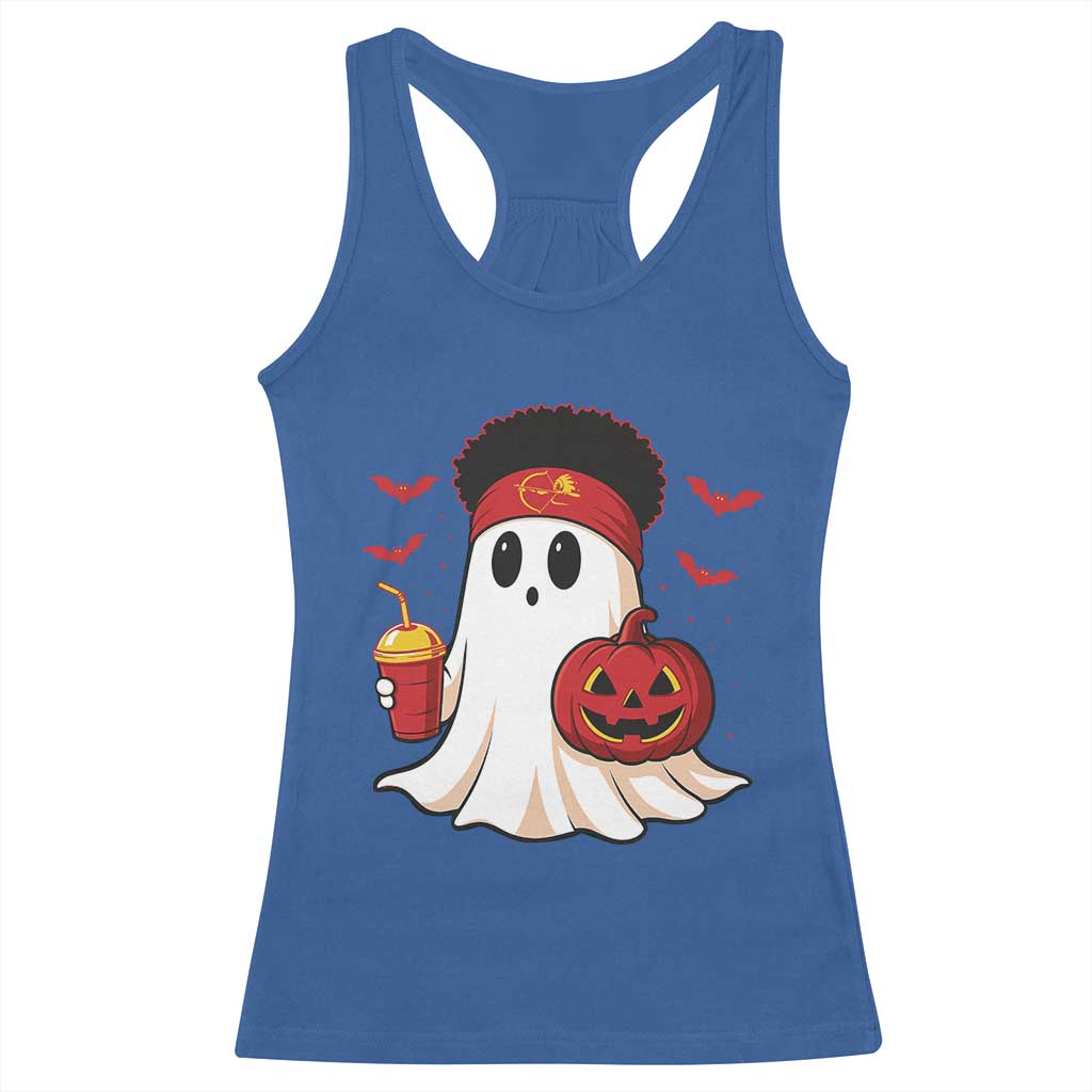 Halloween Chiefs Ghost Racerback Tank Top Pumpkin Ghost Costume - Wonder Print Shop
