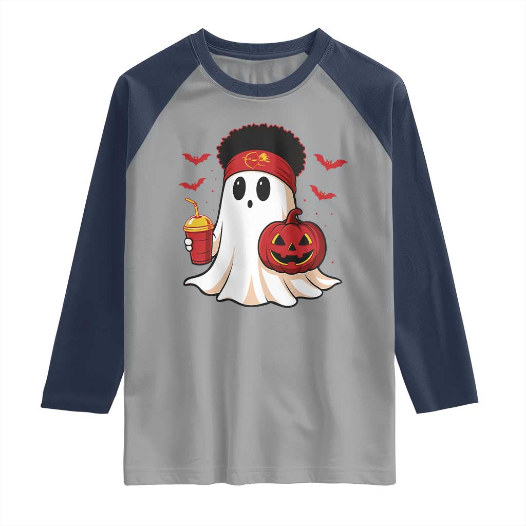 Halloween Chiefs Ghost Raglan Shirt Pumpkin Ghost Costume - Wonder Print Shop