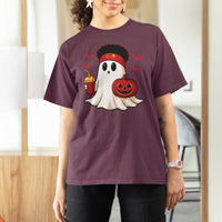 Halloween Chiefs Ghost T Shirt For Women Pumpkin Ghost Costume - Wonder Print Shop