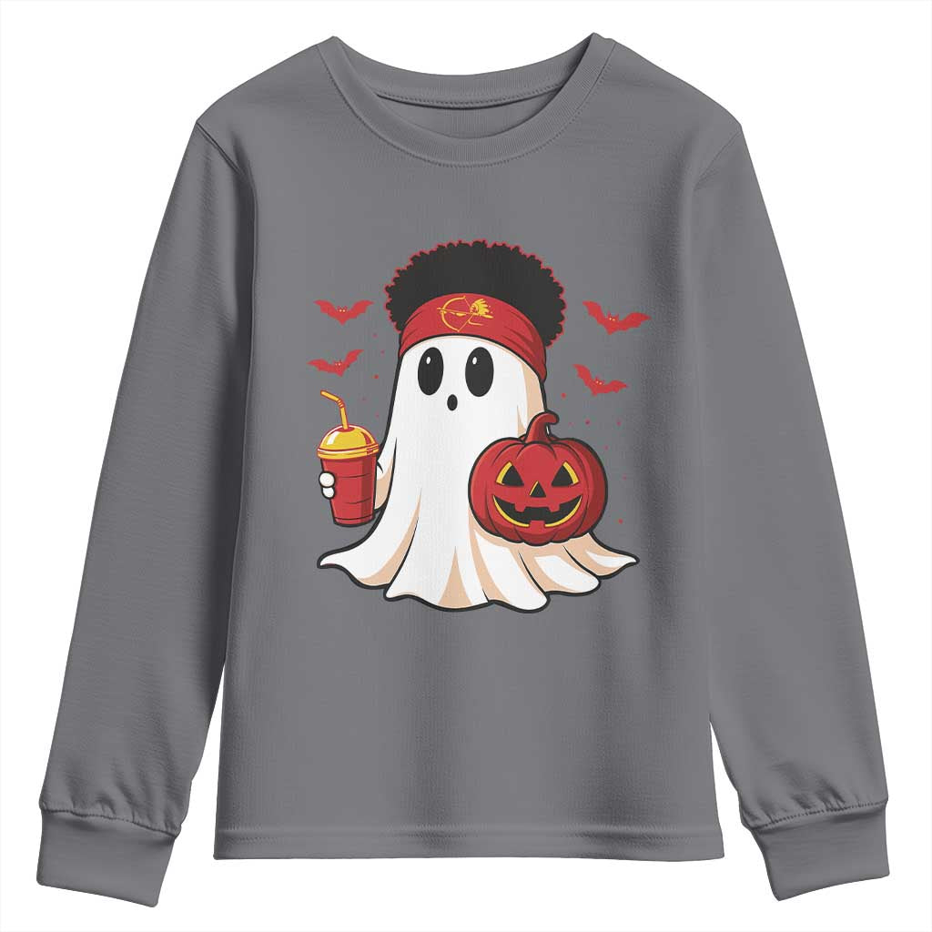 Halloween Chiefs Ghost Youth Sweatshirt Pumpkin Ghost Costume - Wonder Print Shop