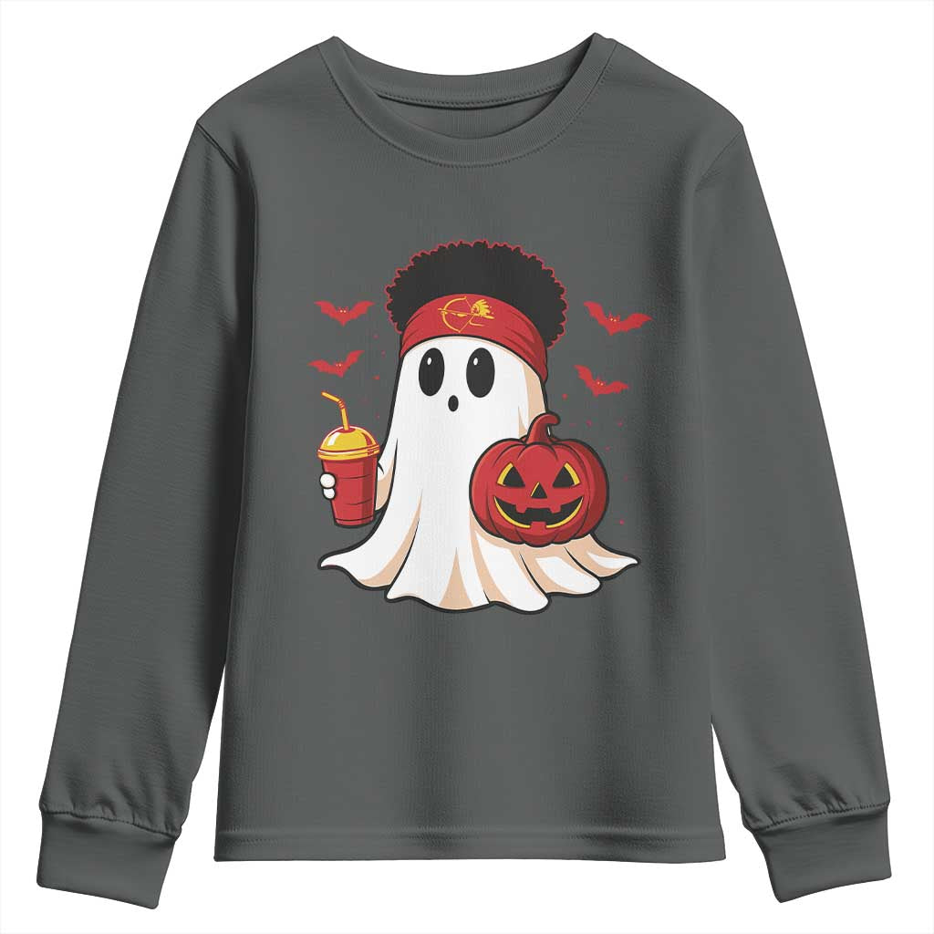 Halloween Chiefs Ghost Youth Sweatshirt Pumpkin Ghost Costume - Wonder Print Shop