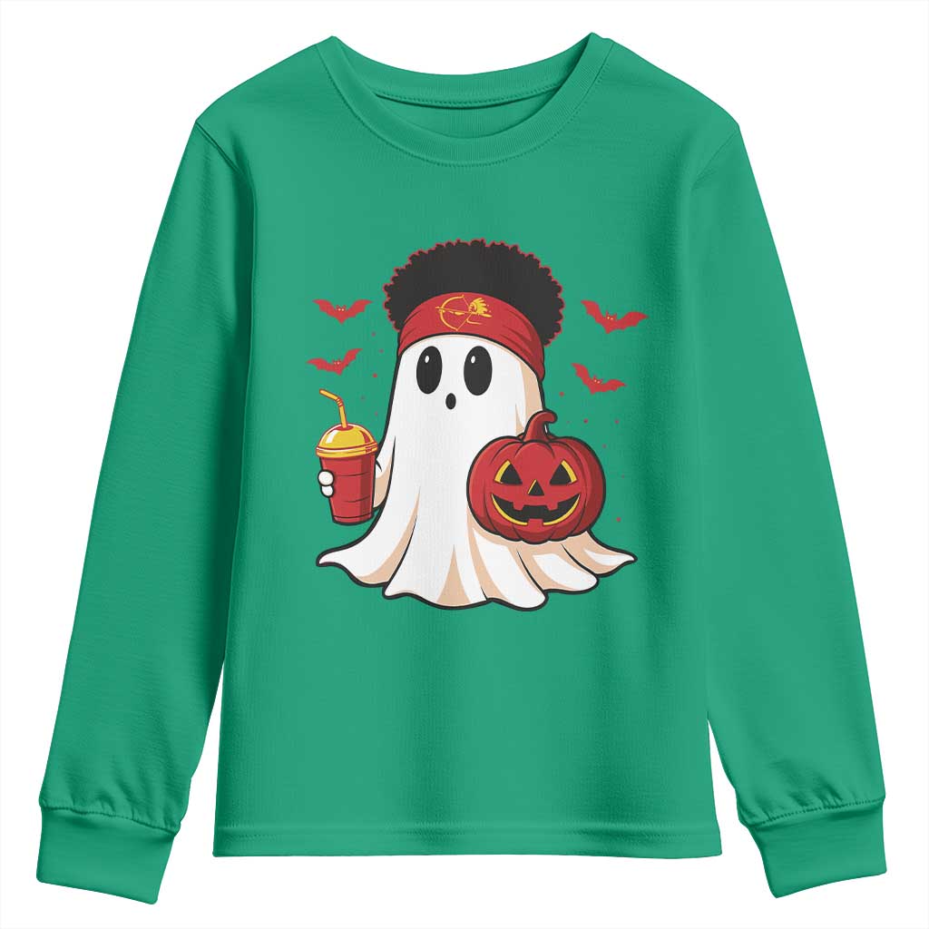 Halloween Chiefs Ghost Youth Sweatshirt Pumpkin Ghost Costume - Wonder Print Shop