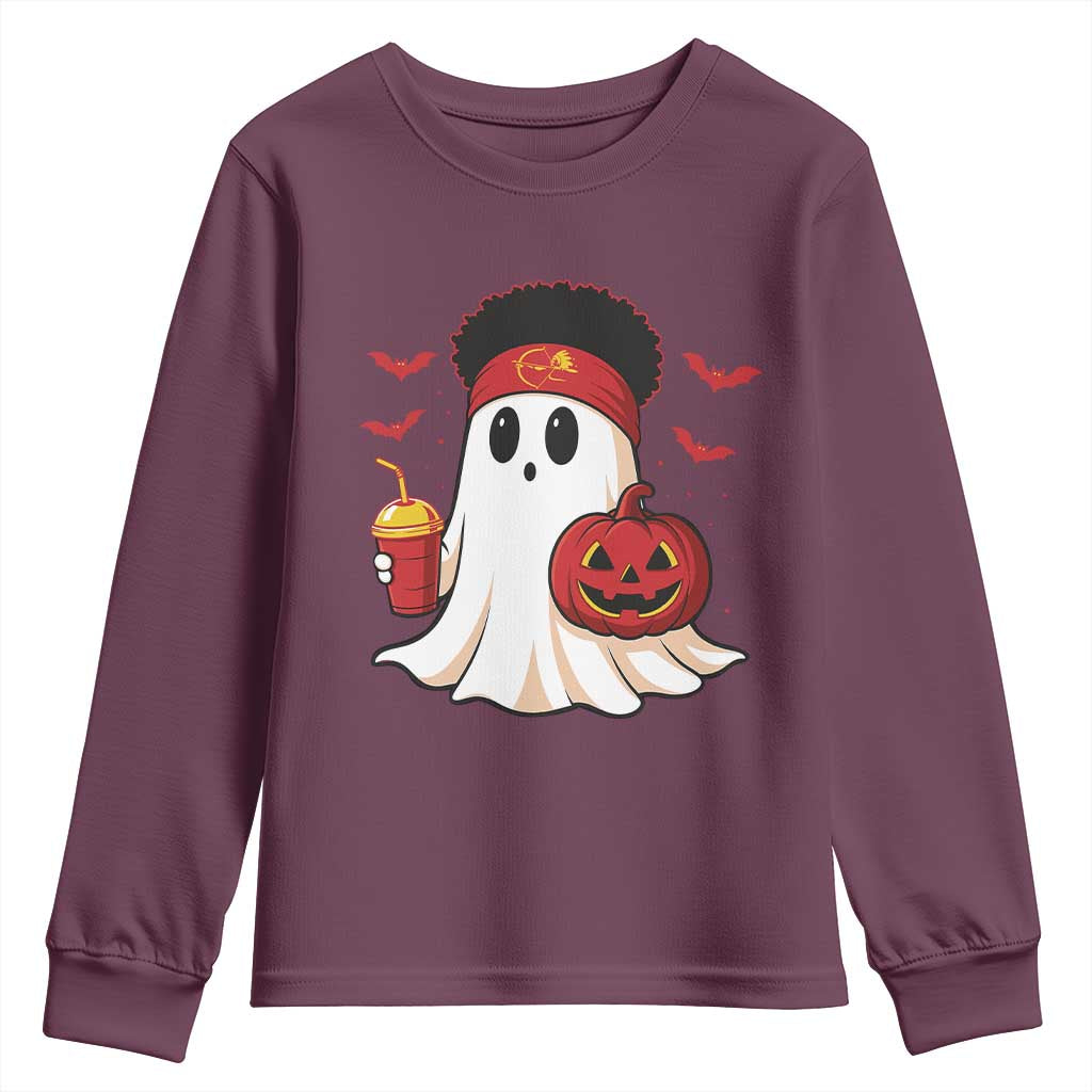 Halloween Chiefs Ghost Youth Sweatshirt Pumpkin Ghost Costume - Wonder Print Shop