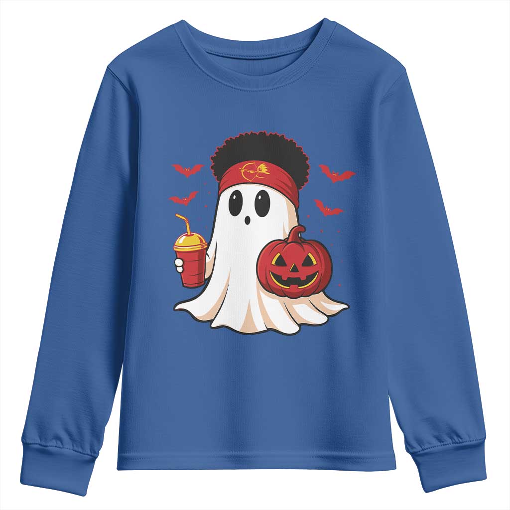 Halloween Chiefs Ghost Youth Sweatshirt Pumpkin Ghost Costume - Wonder Print Shop