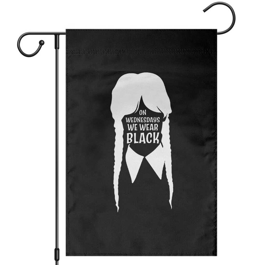 On Wednesdays We Wear Black Garden Flag Goth Halloween - Wonder Print Shop
