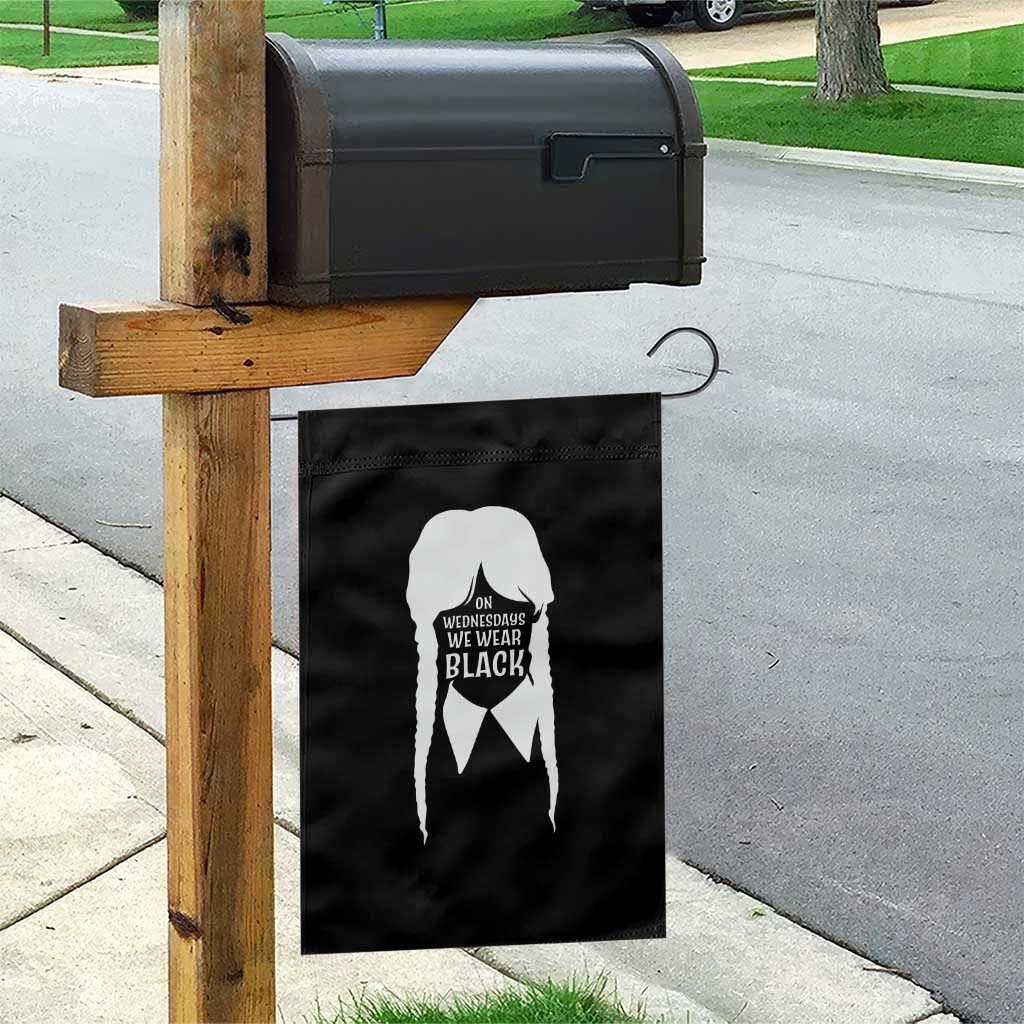 On Wednesdays We Wear Black Garden Flag Goth Halloween - Wonder Print Shop
