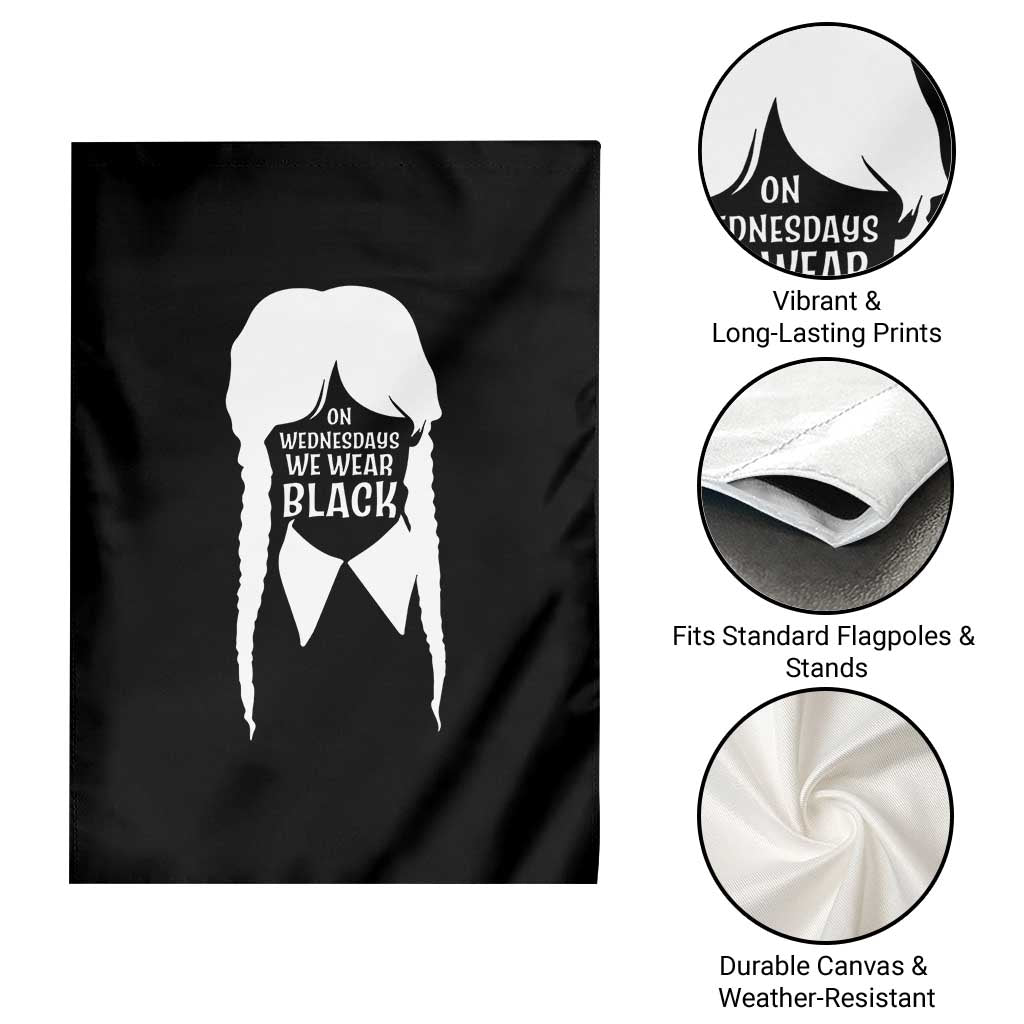 On Wednesdays We Wear Black Garden Flag Goth Halloween - Wonder Print Shop