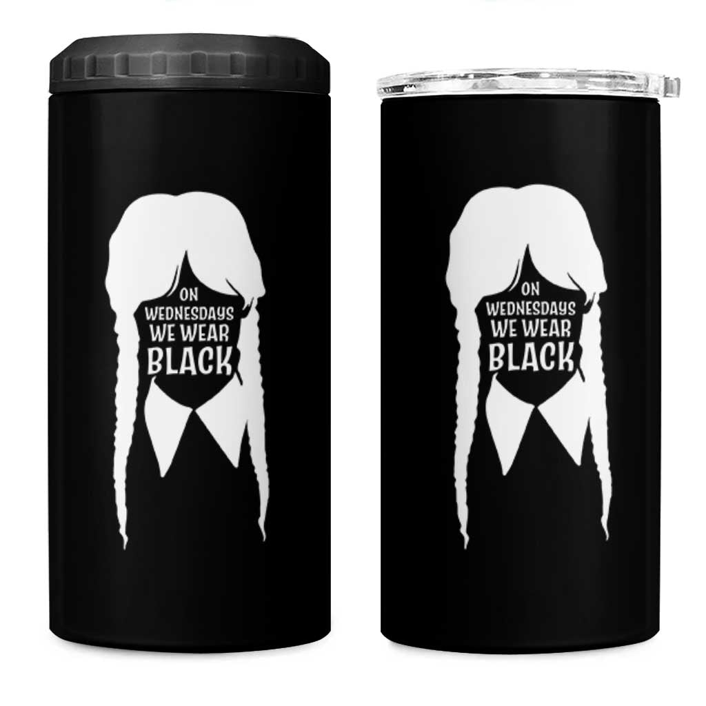 On Wednesdays We Wear Black 4 in 1 Can Cooler Tumbler Goth Halloween - Wonder Print Shop