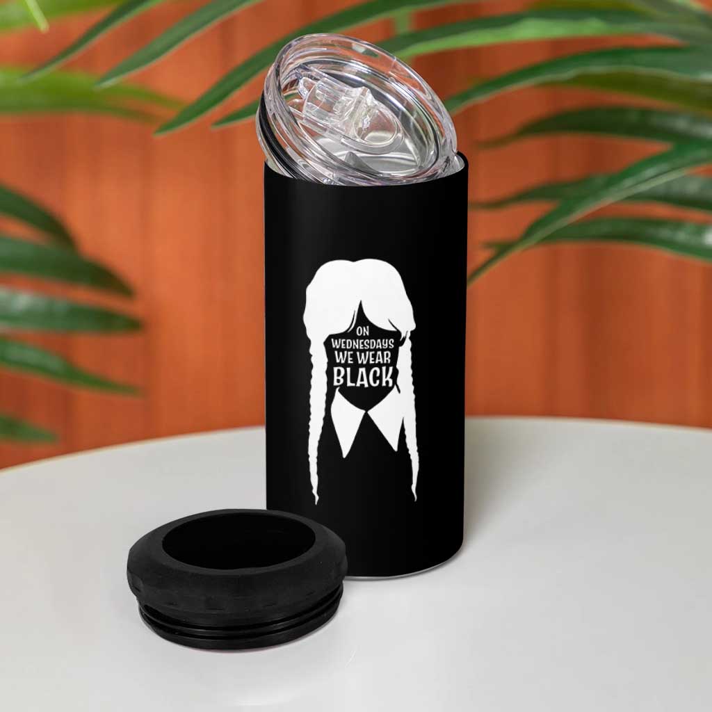 On Wednesdays We Wear Black 4 in 1 Can Cooler Tumbler Goth Halloween - Wonder Print Shop