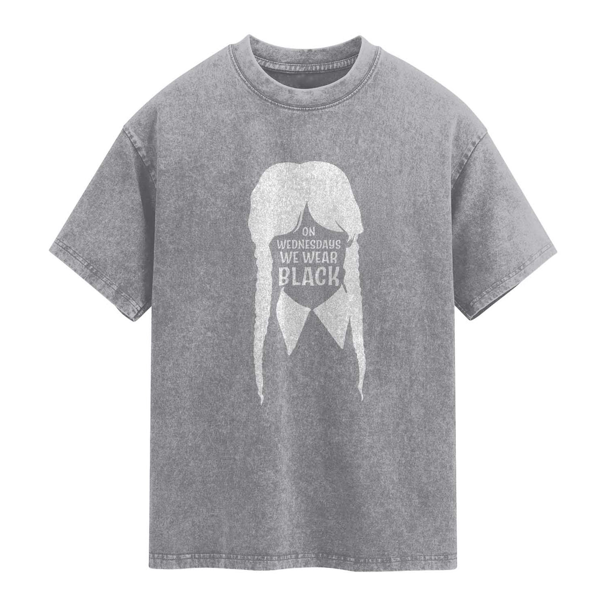 On Wednesdays We Wear Black Washed Cotton T-Shirt Goth Halloween