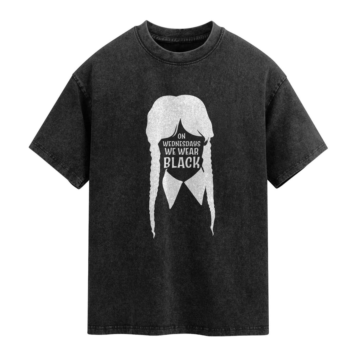 On Wednesdays We Wear Black Washed Cotton T-Shirt Goth Halloween