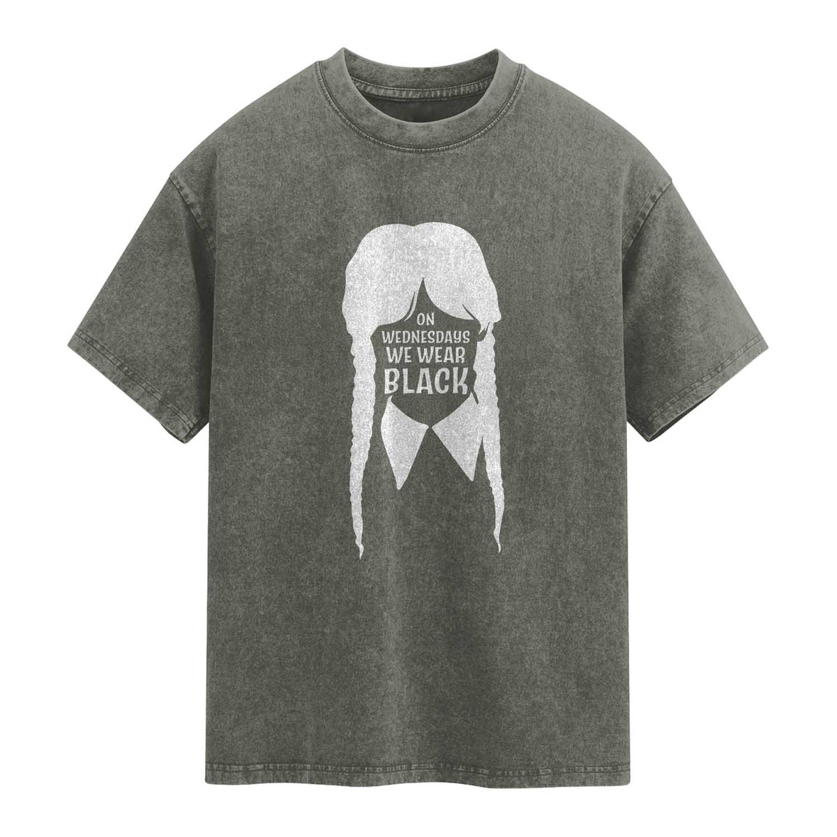 On Wednesdays We Wear Black Washed Cotton T-Shirt Goth Halloween