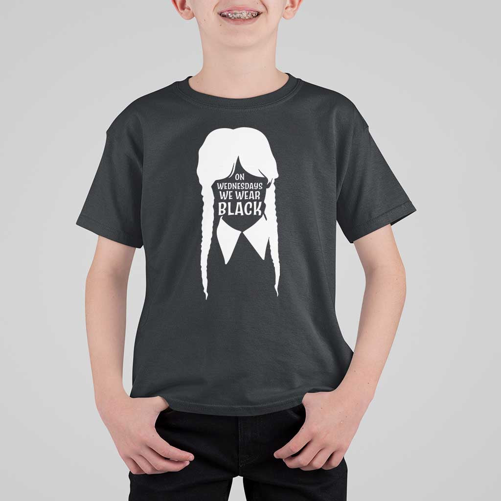 On Wednesdays We Wear Black T Shirt For Kid Goth Halloween - Wonder Print Shop