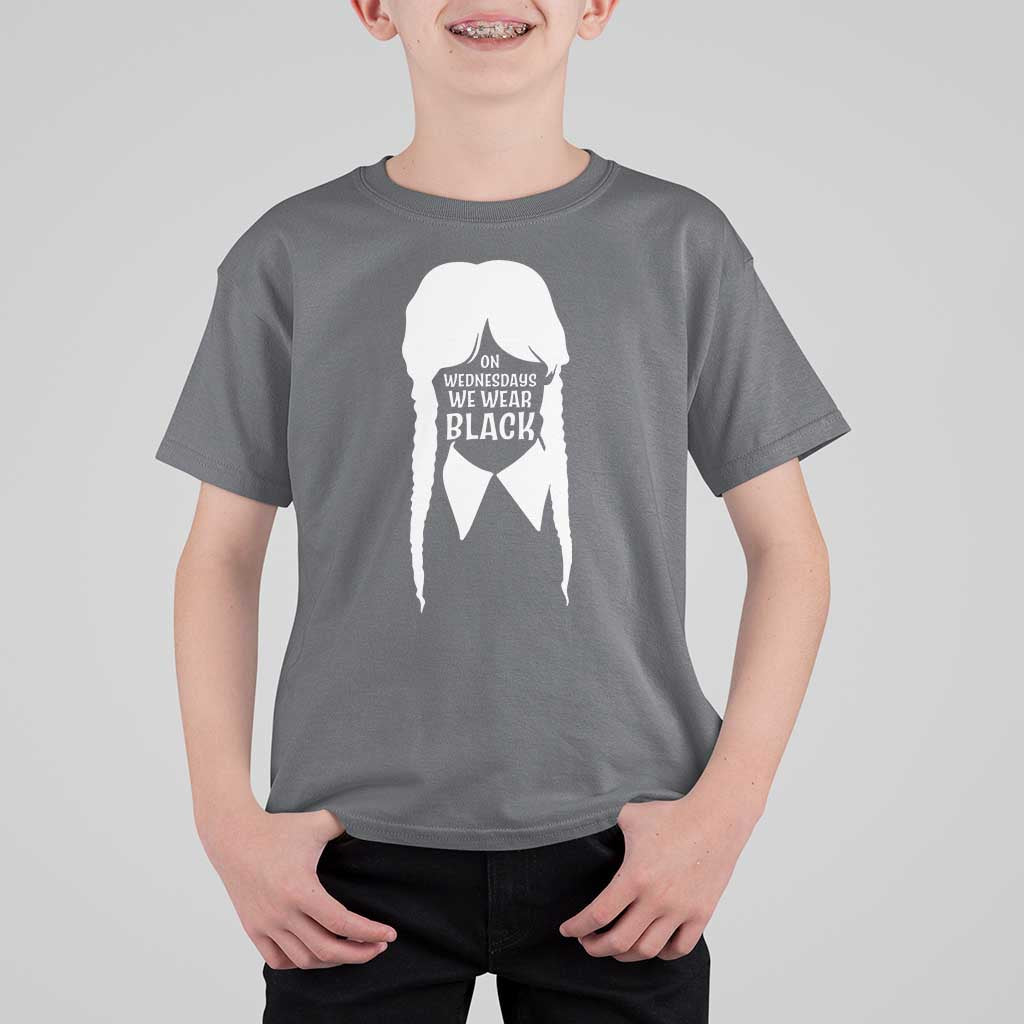 On Wednesdays We Wear Black T Shirt For Kid Goth Halloween - Wonder Print Shop