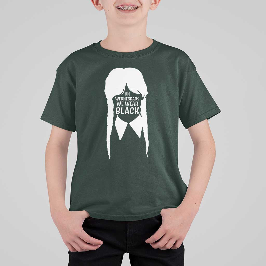 On Wednesdays We Wear Black T Shirt For Kid Goth Halloween - Wonder Print Shop